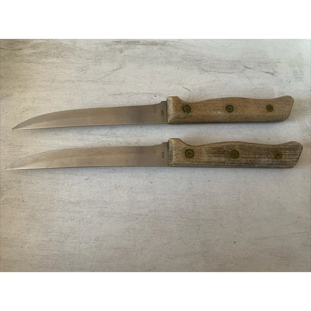 Vintage Carvel Hall Steak Knives Set of 2 Hi-Stainless Steel‎ Japan Wood Handle